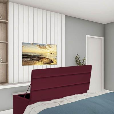 Calçadeira Baú Recamier Estofada Cama De Solteiro 100cm Argentina Corino Bordo- Mabe Magazine