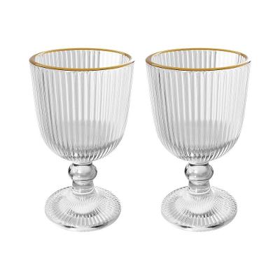 Conjunto 2 Taças De Vidro Com Fio De Ouro 380 Ml Lines Wolff