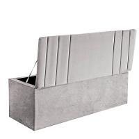 Calçadeira Baú Recamier Estofada Cama Queen 160cm Grécia Suede Cinza Claro- Mabe Magazine - 3
