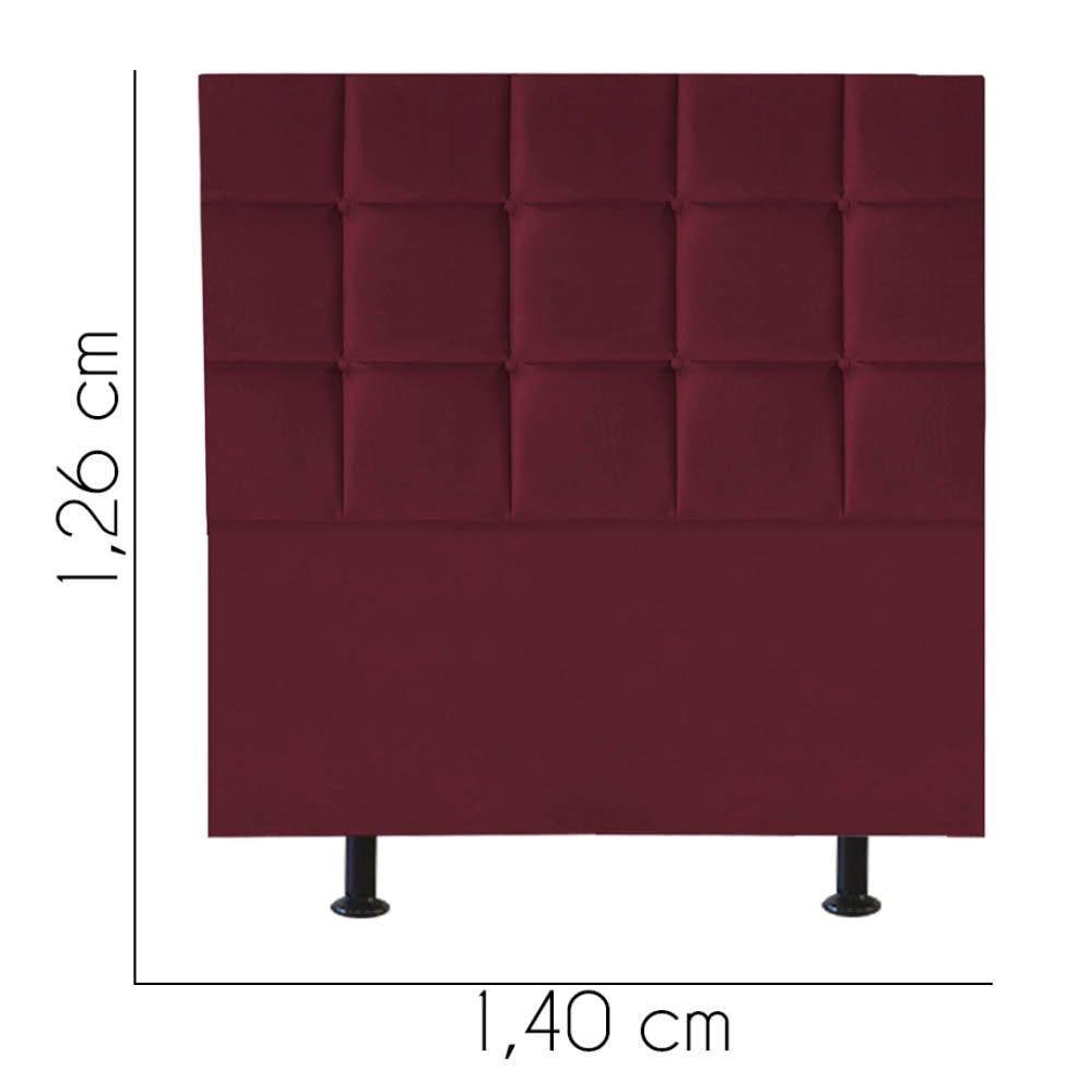 Cabeceira Estofada Cama Box Casal 140cm Espanha Suede Bordo- Mabe Magazine - 2
