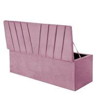 Calçadeira Baú Recamier Estofada Cama De Casal 140cm Bélgica Corino Rosa Bebe- Mabe Magazine - 2