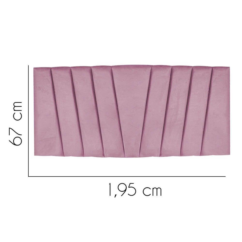 Painel Cabeceira Estofada Bélgica 195cm Cama Box King Suede Rosa Bebe- Mabe Magazine - 2