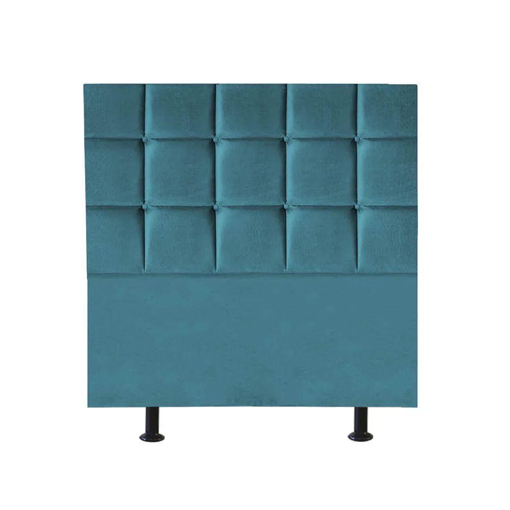 Cabeceira Estofada Cama Box Solteiro 100cm Espanha Suede Azul Turquesa- Mabe Magazine - 1