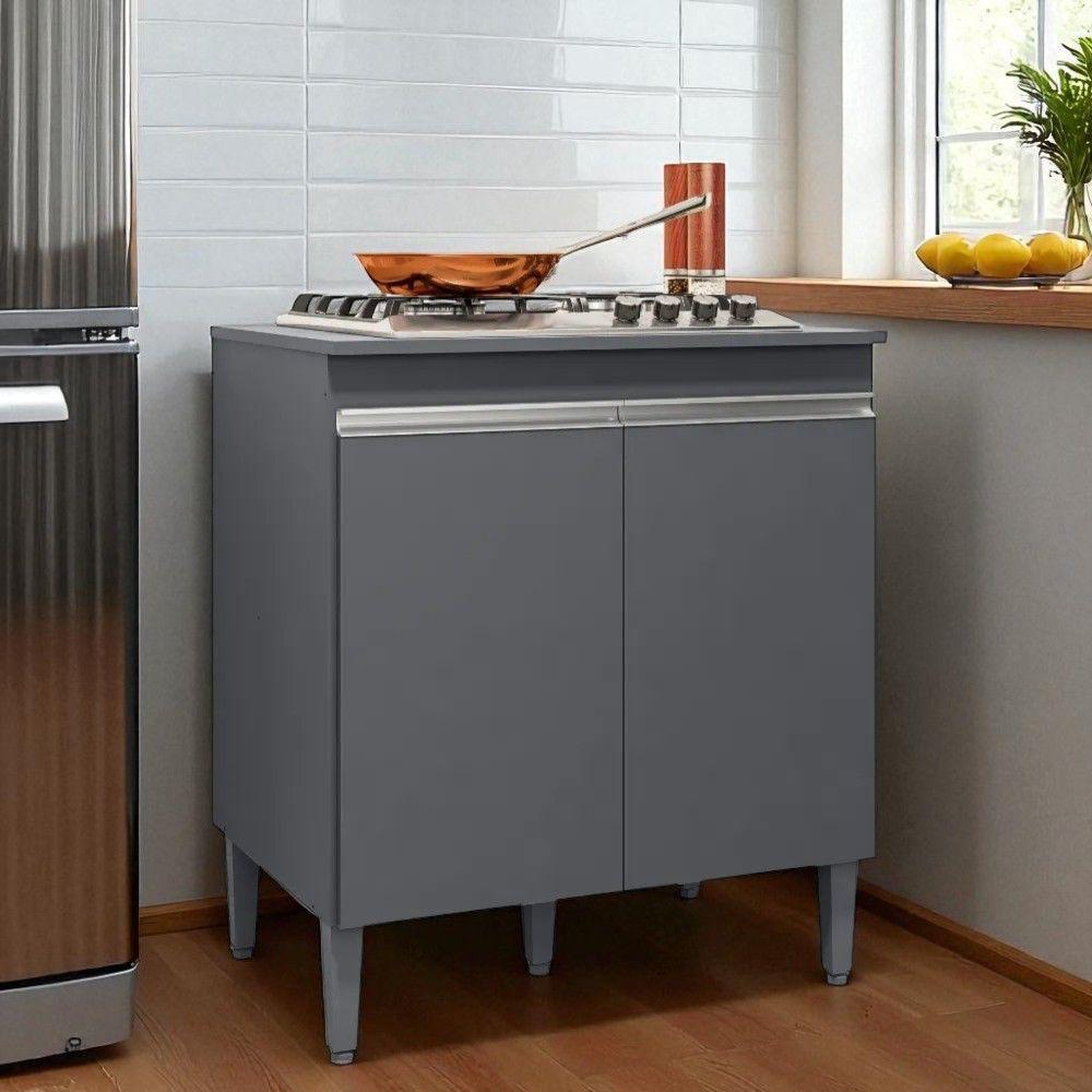 Balcão Armário De Cozinha Multiuso Para Cooktop Com Tampo 4 Ou 5 Bocas Andréia Cinza Fosco- Mabe Magazine - 2