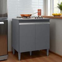 Balcão Armário De Cozinha Multiuso Para Cooktop Com Tampo 4 Ou 5 Bocas Andréia Cinza Fosco- Mabe Magazine - 2