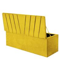 Calçadeira Baú Recamier Estofada Cama De Solteiro 100cm Bélgica Corino Amarelo- Mabe Magazine - 2