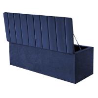 Calçadeira Baú Recamier Estofada Cama De Casal 140cm Carla Corino Azul- Mabe Magazine - 2