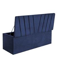Calçadeira Baú Recamier Estofada Cama De Solteiro 90cm Bélgica Corino Azul- Mabe Magazine - 3