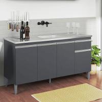 Balcão Gabinete De Pia Para Cozinha Sem Tampo 150cm Tatiane Cinza- Mabe Magazine - 1