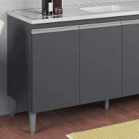 Balcão Gabinete De Pia Para Cozinha Sem Tampo 150cm Tatiane Cinza- Mabe Magazine - 3