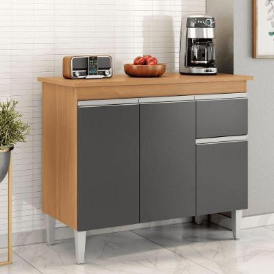 Balcão Gabinete De Pia Para Cozinha Sem Tampo 100cm Tatiane Amêndoa/preto- Mabe Magazine