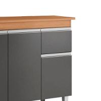 Balcão Gabinete De Pia Para Cozinha Sem Tampo 100cm Tatiane Amêndoa/preto- Mabe Magazine - 3