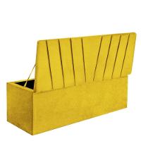 Calçadeira Baú Recamier Estofada Cama De Solteiro 90cm Bélgica Suede Amarelo- Mabe Magazine - 3
