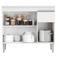 Balcão Gabinete De Pia Para Cozinha Sem Tampo 100cm Tatiane Branco- Mabe Magazine - 5