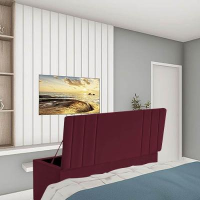 Calçadeira Baú Recamier Estofada Cama Queen 160cm Grécia Corino Bordo- Mabe Magazine