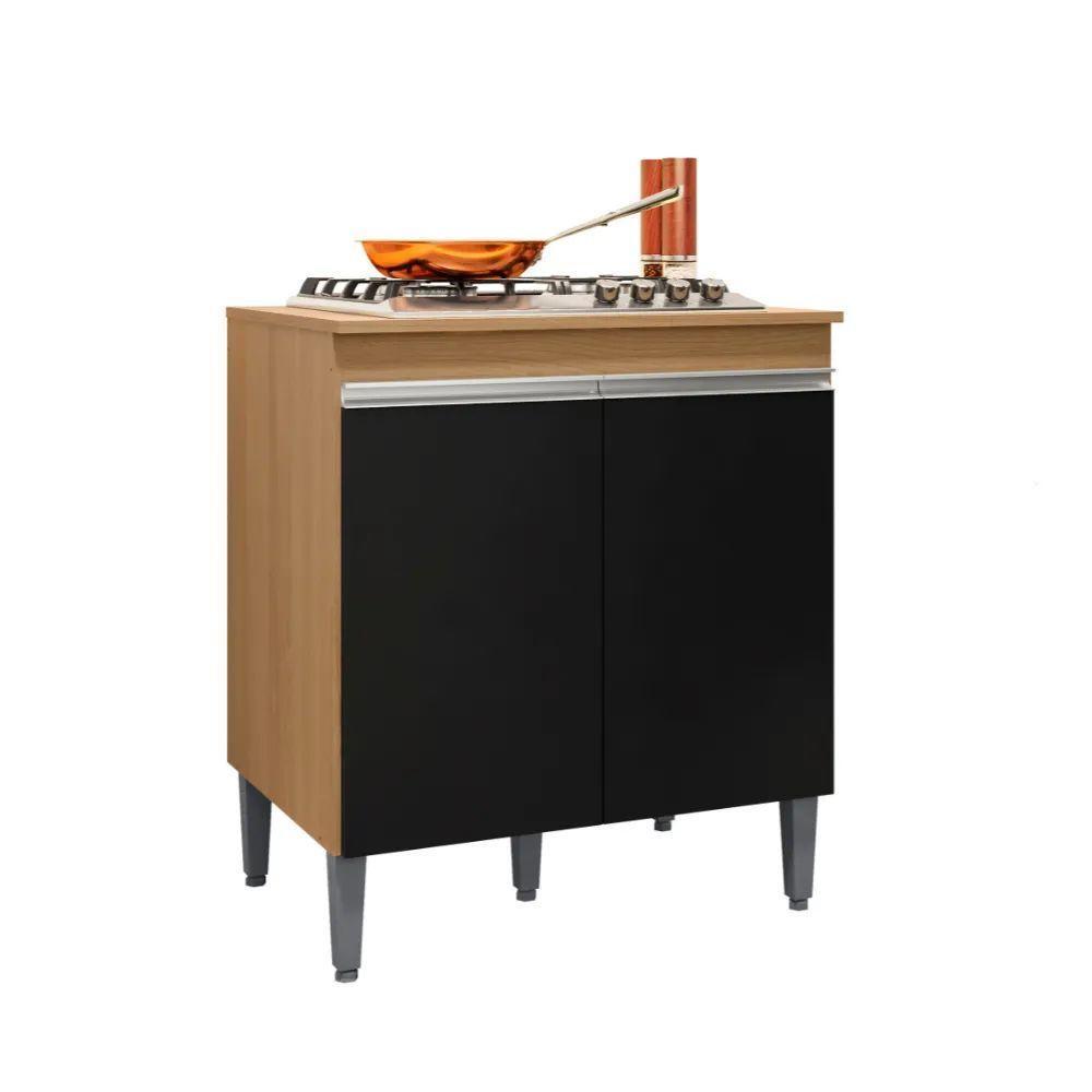 Balcão Armário De Cozinha Multiuso Para Cooktop Com Tampo 4 Ou 5 Bocas Andréia Amêndoa/preto- Mabe Magazine - 2