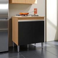 Balcão Armário De Cozinha Multiuso Para Cooktop Com Tampo 4 Ou 5 Bocas Andréia Amêndoa/preto- Mabe Magazine - 1