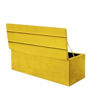 Calçadeira Baú Recamier Estofada Cama De Solteiro 100cm Argentina Suede Amarelo- Mabe Magazine - 2
