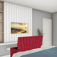 Calçadeira Baú Recamier Estofada Cama De Solteiro 90cm Bélgica Corino Vermelho- Mabe Magazine - 1