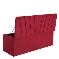 Calçadeira Baú Recamier Estofada Cama De Solteiro 90cm Bélgica Corino Vermelho- Mabe Magazine - 3