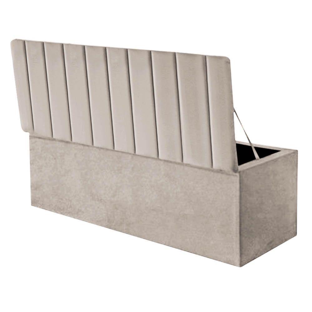 Calçadeira Baú Recamier Estofada Cama Queen 160cm Carla Suede Bege- Mabe Magazine - 2