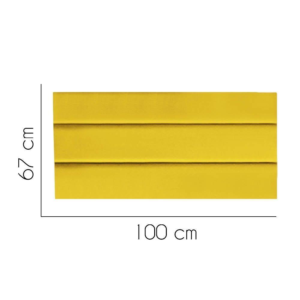Painel Cabeceira Estofada Argentina 100cm Cama Box Solteiro Suede Amarelo- Mabe Magazine - 2