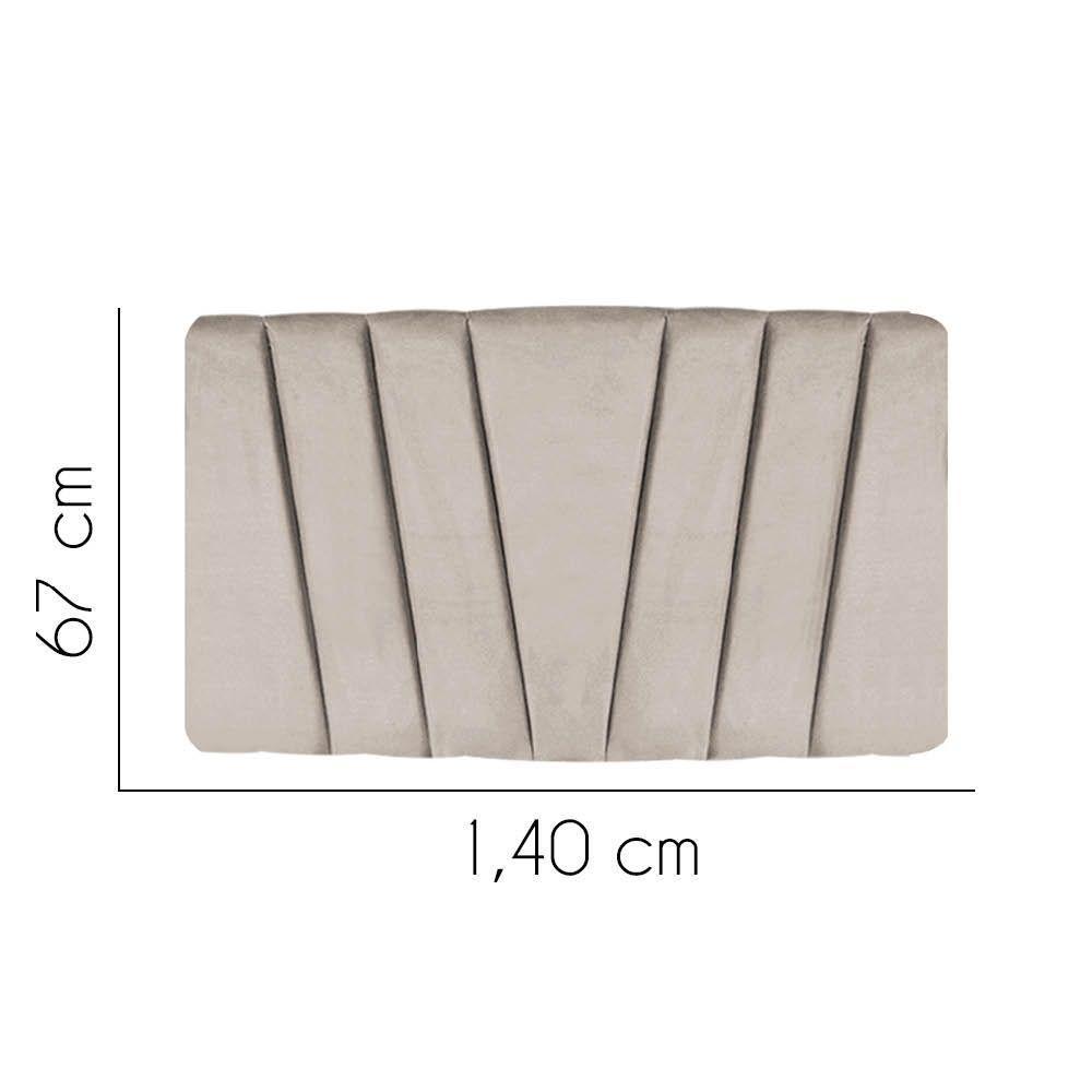 Painel Cabeceira Estofada Bélgica 140cm Cama Box Casal Suede Bege- Mabe Magazine - 2