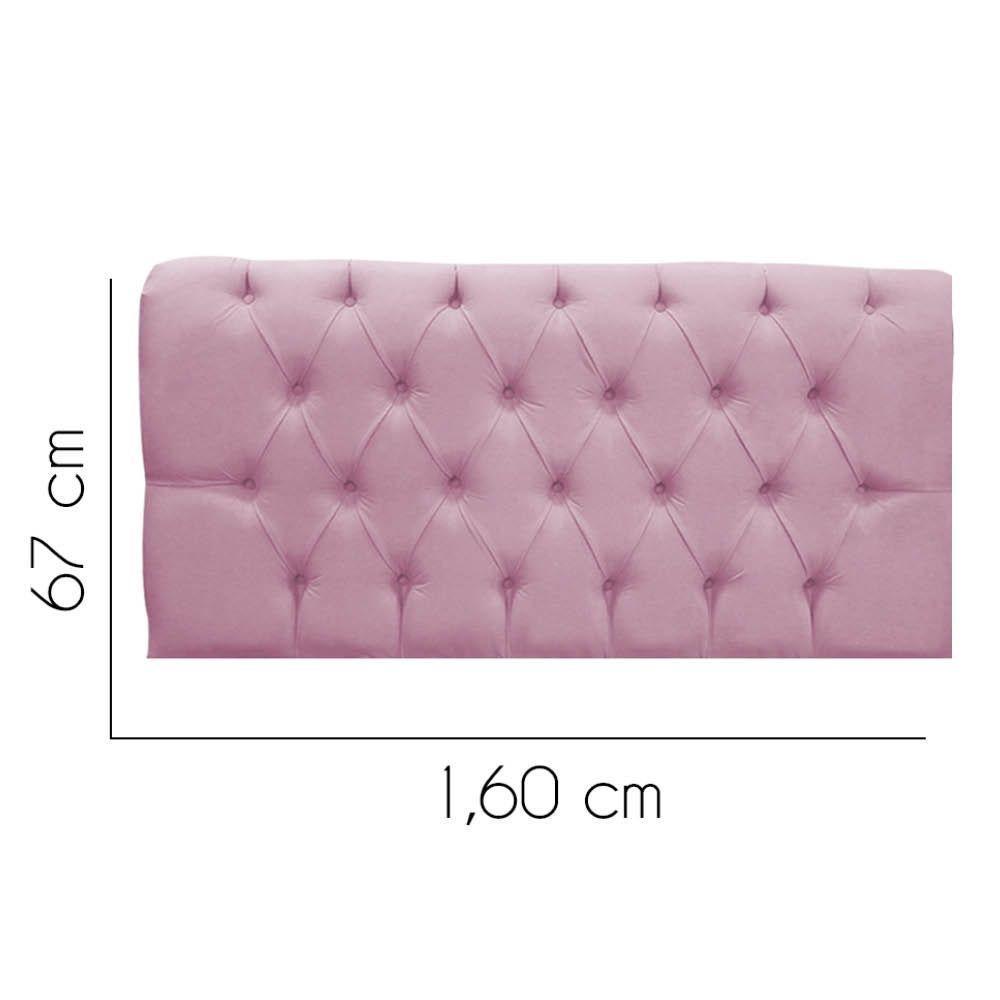 Painel Cabeceira Estofada Paris 160cm Cama Box Queen Corino Rosa Bebe- Mabe Magazine - 2