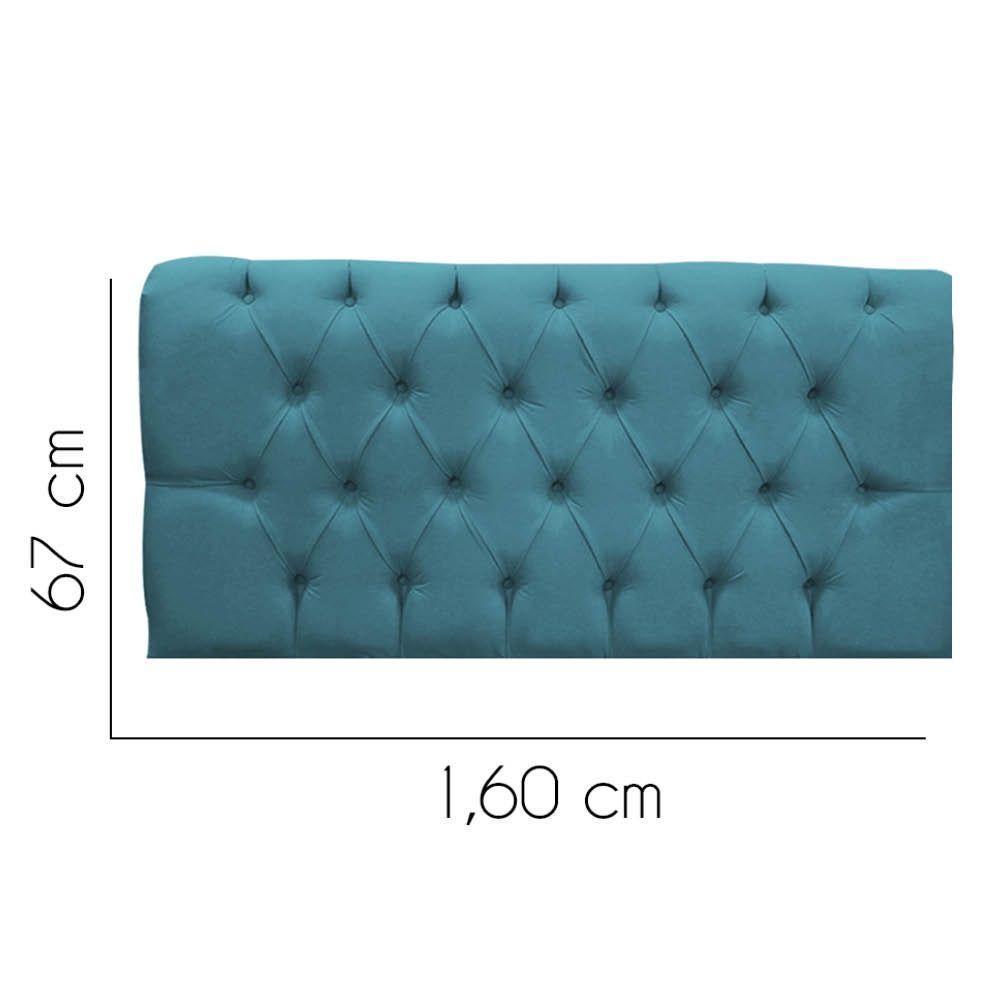 Painel Cabeceira Estofada Paris 160cm Cama Box Queen Suede Azul Turquesa- Mabe Magazine - 2