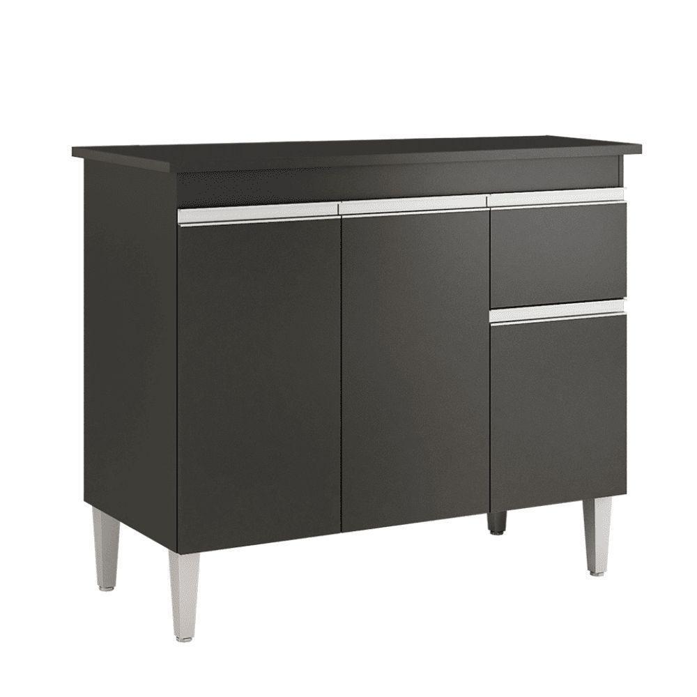 Balcão Gabinete De Pia Para Cozinha Sem Tampo 100cm Tatiane Preto- Mabe Magazine - 2