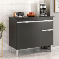 Balcão Gabinete De Pia Para Cozinha Sem Tampo 100cm Tatiane Preto- Mabe Magazine - 1