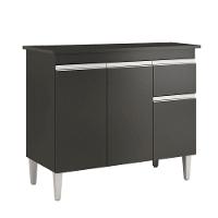 Balcão Gabinete De Pia Para Cozinha Sem Tampo 100cm Tatiane Preto- Mabe Magazine - 2