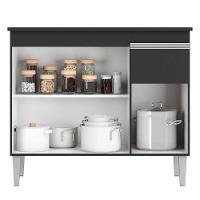 Balcão Gabinete De Pia Para Cozinha Sem Tampo 100cm Tatiane Preto- Mabe Magazine - 5