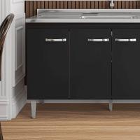 Balcão Gabinete De Pia Cozinha Multiuso 150cm Sem Tampo Gabriela Preto Fosco- Mabe Magazine - 4