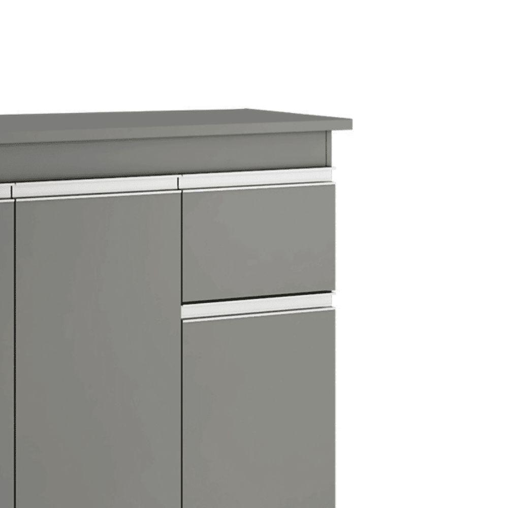 Balcão Gabinete De Pia Para Cozinha Sem Tampo 100cm Tatiane Cinza- Mabe Magazine - 3