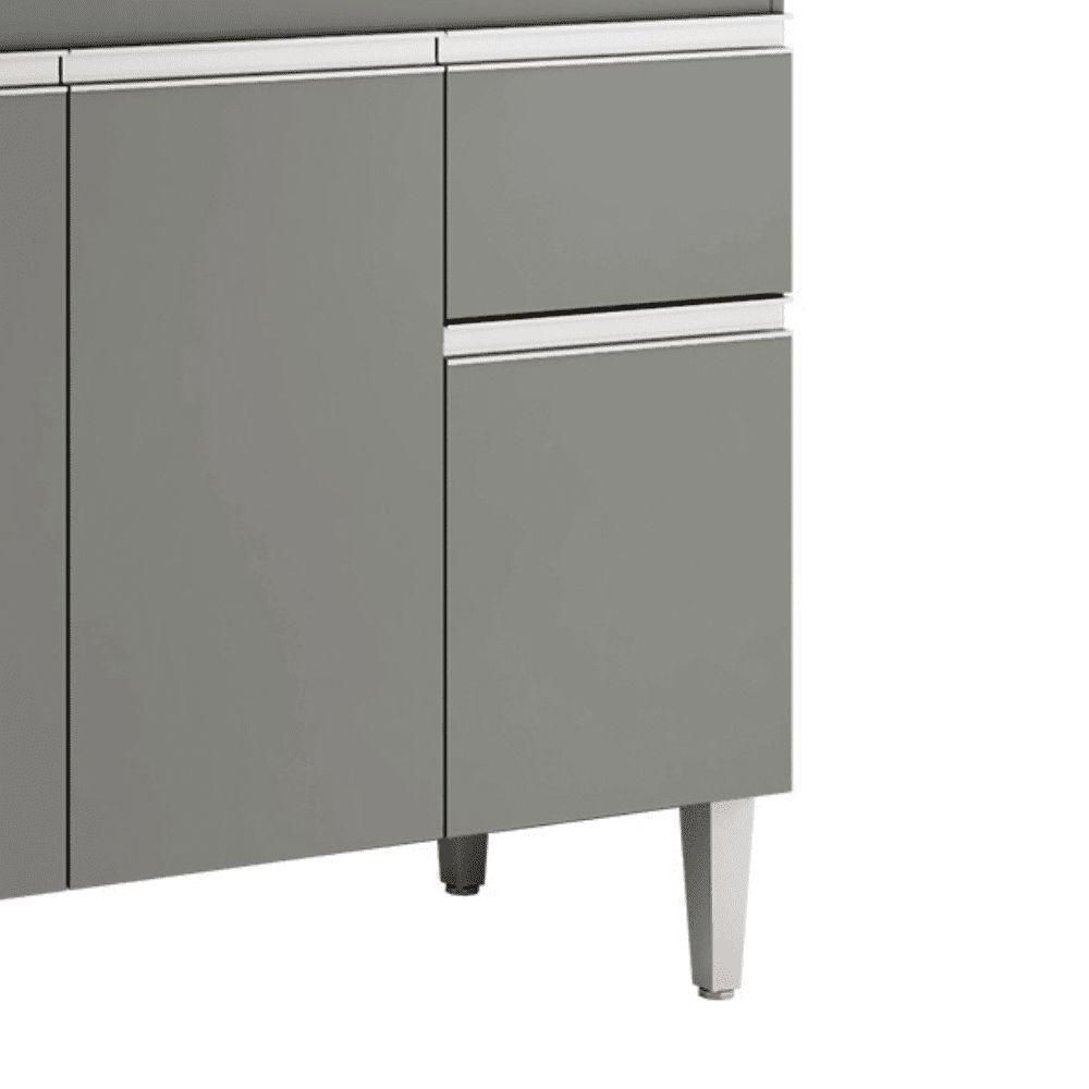Balcão Gabinete De Pia Para Cozinha Sem Tampo 100cm Tatiane Cinza- Mabe Magazine - 4