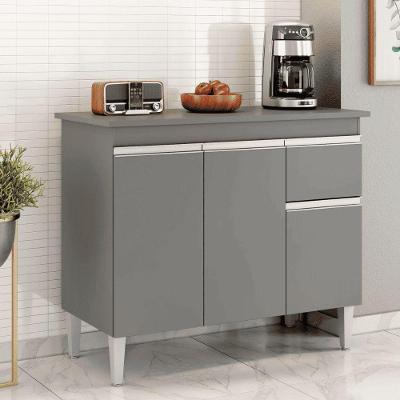 Balcão Gabinete De Pia Para Cozinha Sem Tampo 100cm Tatiane Cinza- Mabe Magazine