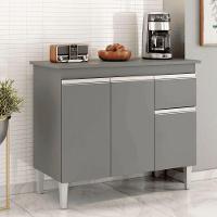 Balcão Gabinete De Pia Para Cozinha Sem Tampo 100cm Tatiane Cinza- Mabe Magazine - 1