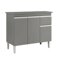 Balcão Gabinete De Pia Para Cozinha Sem Tampo 100cm Tatiane Cinza- Mabe Magazine - 2