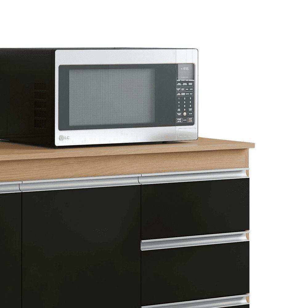 Balcão Gabinete De Pia Para Cozinha Sem Tampo 100cm Andréia Amêndoa/preto- Mabe Magazine - 2