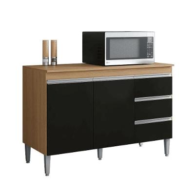 Balcão Gabinete De Pia Para Cozinha Sem Tampo 100cm Andréia Amêndoa/preto- Mabe Magazine