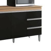 Balcão Gabinete De Pia Para Cozinha Sem Tampo 100cm Andréia Amêndoa/preto- Mabe Magazine - 3