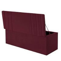 Calçadeira Baú Recamier Estofada Cama De Solteiro 90cm Grécia Corino Bordo- Mabe Magazine - 2