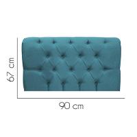 Painel Cabeceira Estofada Paris 90cm Cama Box Solteiro Corino Azul Turquesa- Mabe Magazine - 2