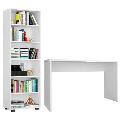 Conjunto Escritório 2 Peças Mesa Gávea Estante Office Branco