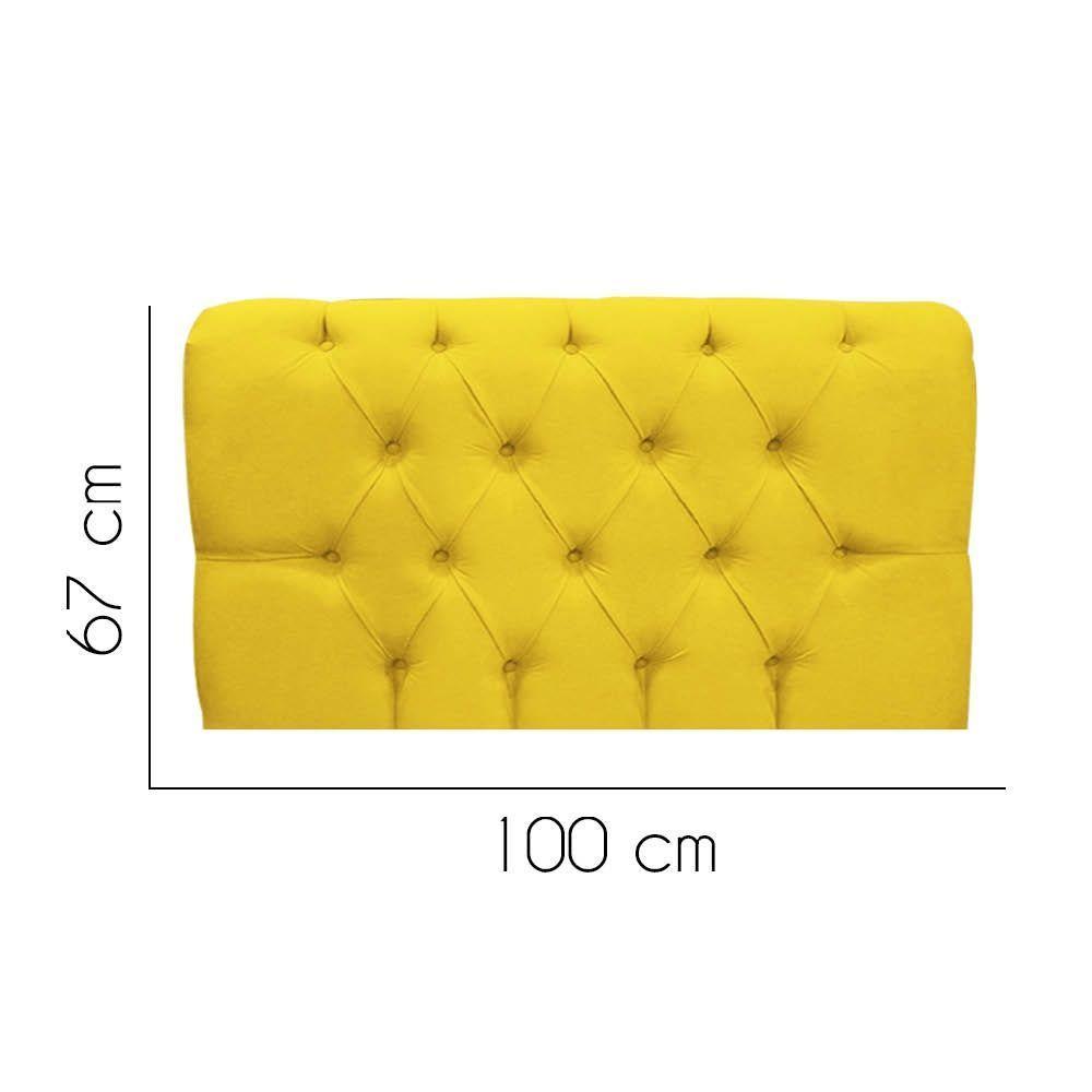 Painel Cabeceira Estofada Paris 100cm Cama Box Solteiro Corino Amarelo- Mabe Magazine - 2