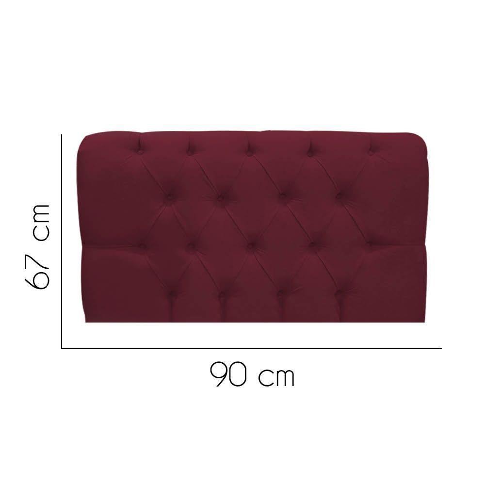 Painel Cabeceira Estofada Paris 90cm Cama Box Solteiro Suede Bordo- Mabe Magazine - 2