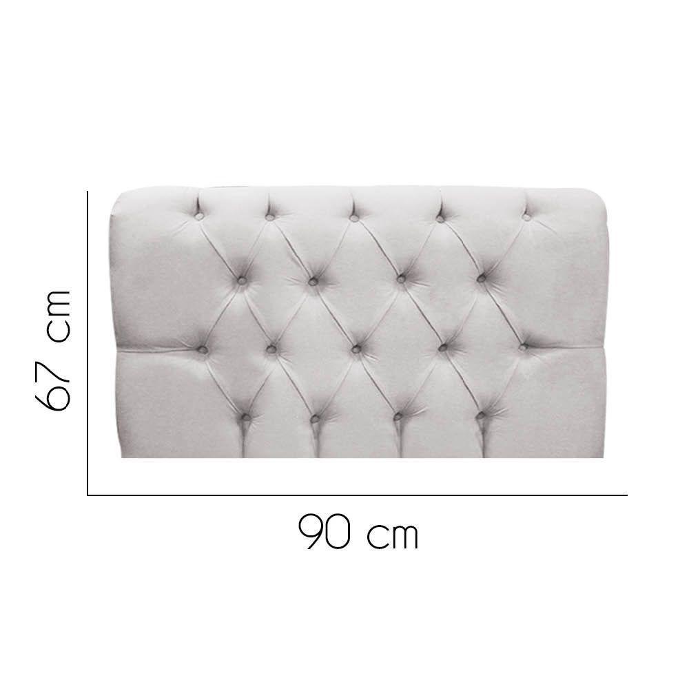 Painel Cabeceira Estofada Paris 90cm Cama Box Solteiro Corino Cinza Claro- Mabe Magazine - 2