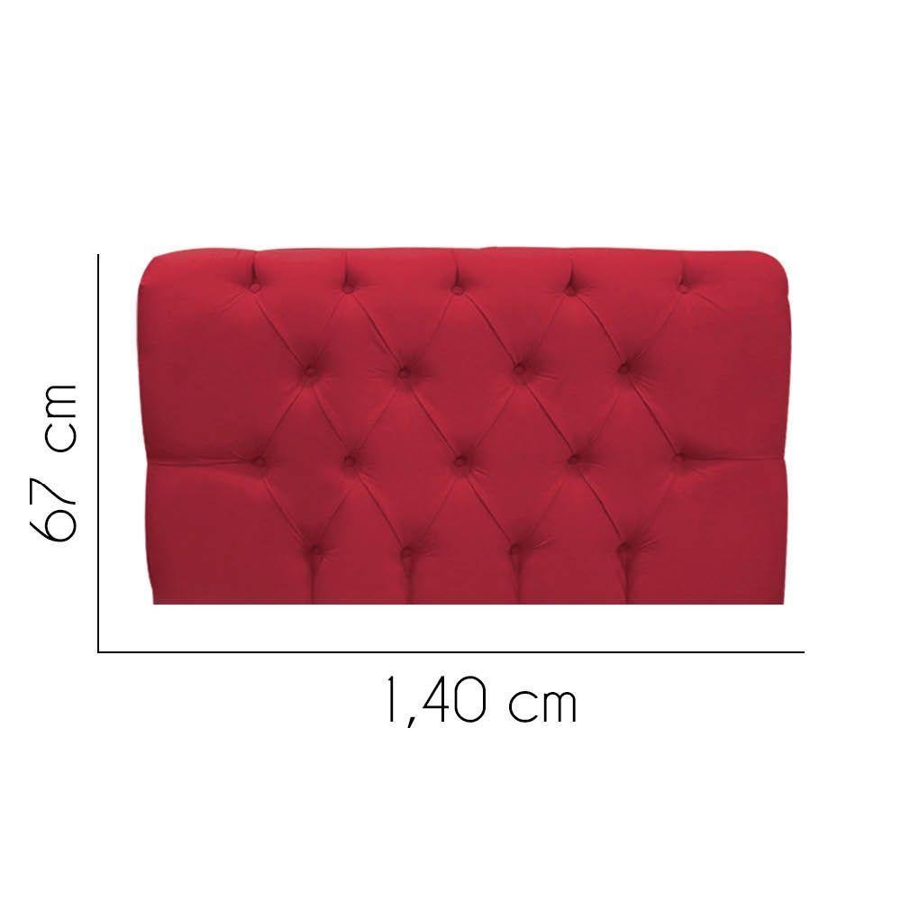 Painel Cabeceira Estofada Paris 140cm Cama Box Casal Suede Vermelho- Mabe Magazine - 2