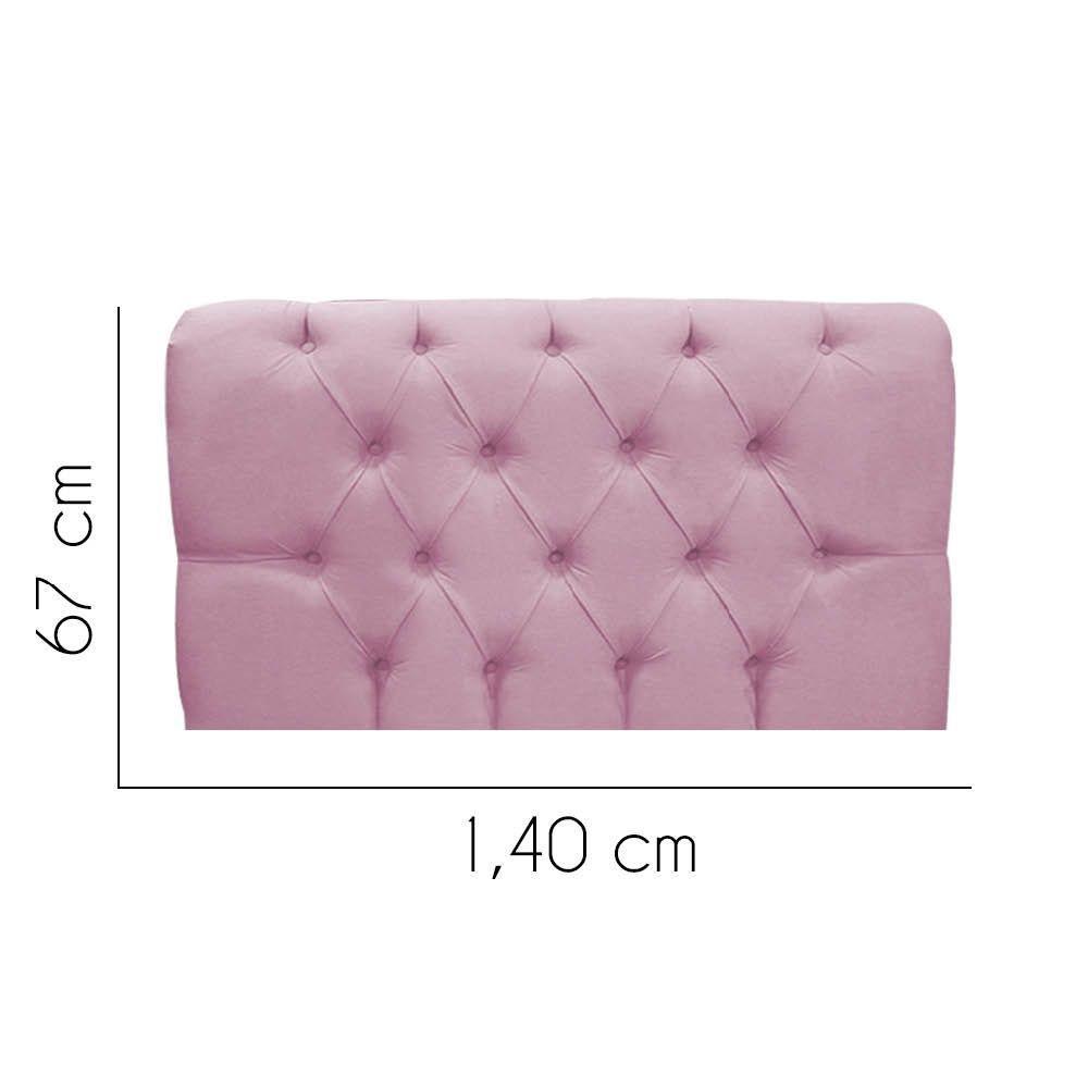 Painel Cabeceira Estofada Paris 140cm Cama Box Casal Suede Rosa Bebe- Mabe Magazine - 2